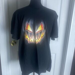 Halloween Creepy Jack-O-Lantern Black Tee sz L NWOT